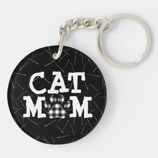 Porte-clefs Pawprint maman chat avec cheveux chats (Dos)
