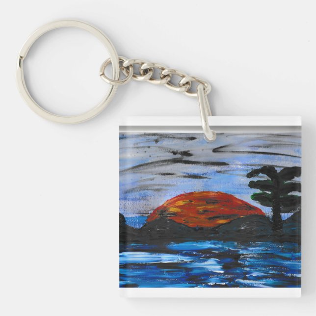 Porte-clefs Paysage au coucher du soleil (Devant)