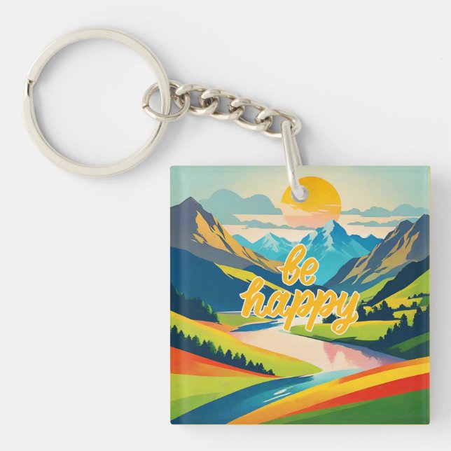 Porte-clefs Paysage de la montagne Retro (Devant)