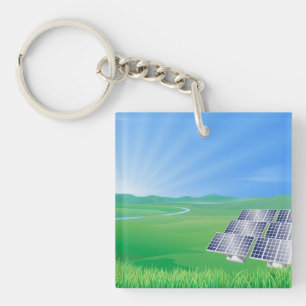 Porte-clefs Paysage de panneaux solaires respectueux de l'envi