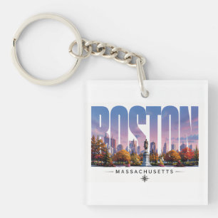 Porte-clefs Paysage de voyage de l'horizon du port de Boston M