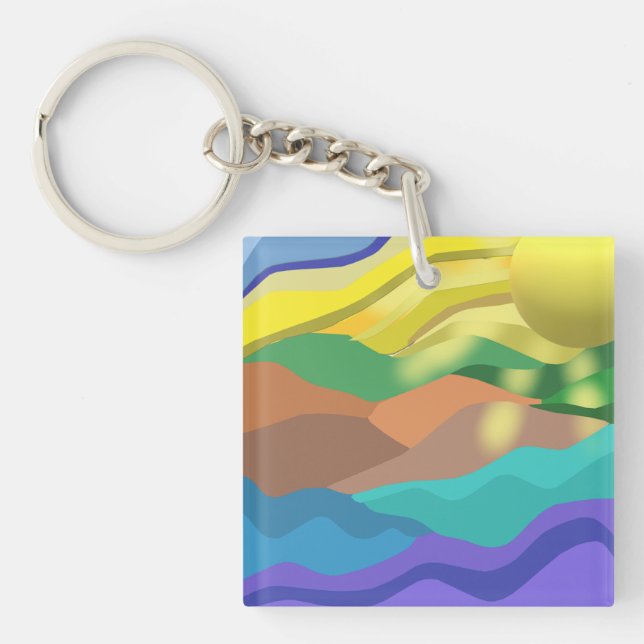 Porte-clefs Paysage d'été de l'océan Dessert Abstrait (Devant)