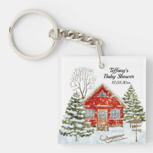 Porte-clefs Paysage d'hiver Baby shower de la Maison Rouge