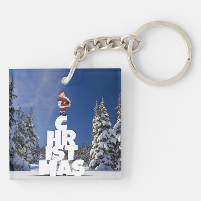 Porte-clefs Paysage d'hiver de Noël (Dos)