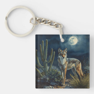 Porte-clefs Paysage du désert de Coyote et de Moon