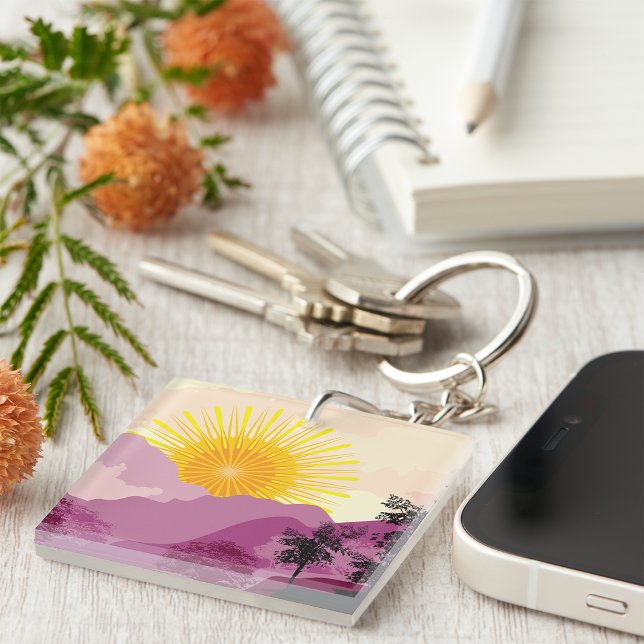 Porte-clefs Paysage du lever du soleil (Créateur téléchargé)