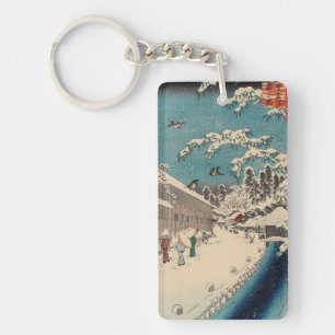 Porte-clefs Paysage hivernal d'Hiroshige japon ukiyo-e antique