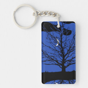Porte-clefs Paysage lunaire en bleu et noir de Cobalt