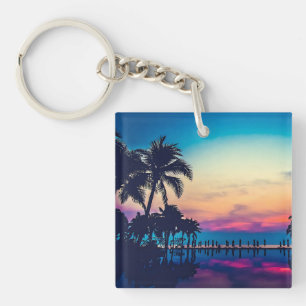 Porte-clefs Paysage naturel avec piscine et palmiers-25925