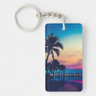 Porte-clefs Paysage naturel avec piscine et palmiers-25925