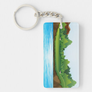 Porte-clefs Paysage naturel avec réservoir de rivière-22805