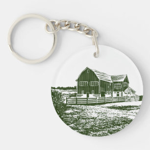 Porte-clefs Paysage rural maison de ferme de style coupe
