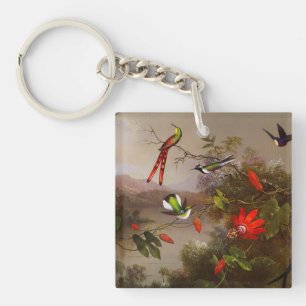 Porte-clefs Paysage tropical avec dix colibris