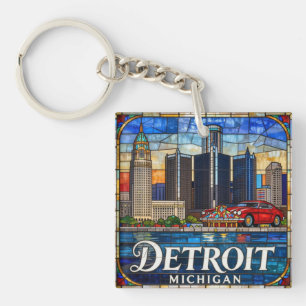 Porte-clefs Paysage urbain de Détroit Michigan 🚘