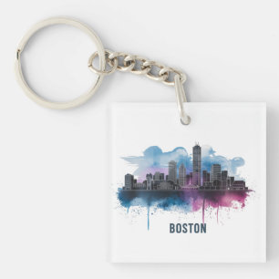 Porte-clefs Paysage urbain de la ville de Boston, paysage urba