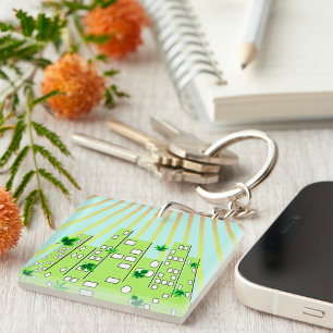 Porte-clefs Paysage urbain de la ville écologique verte avec d