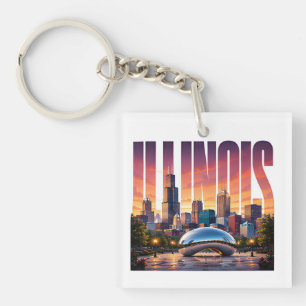 Porte-clefs Paysage urbain d'Illinois Chicago Rivage de la vil