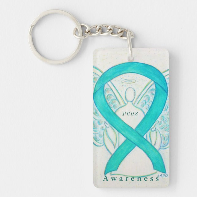 Porte-clefs PCOS Angel Turquoise Sensibilisation Porte - clé r (Devant)