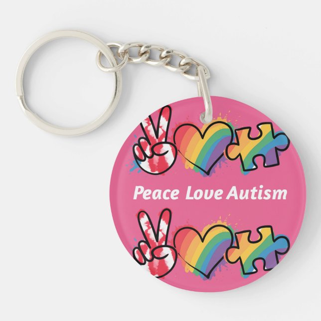 Porte-clefs Peace.Love.Autism  (Devant)