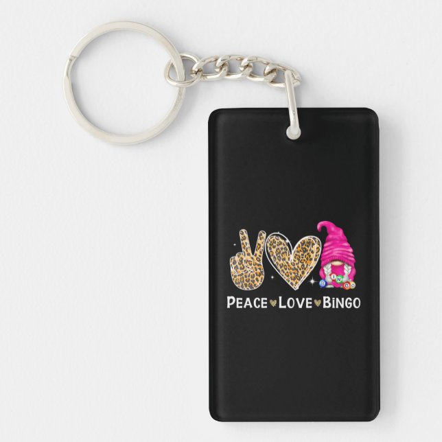 Porte-clefs Peace Love Bingo Funny Bingo Lover Lucky Bingo (Devant)
