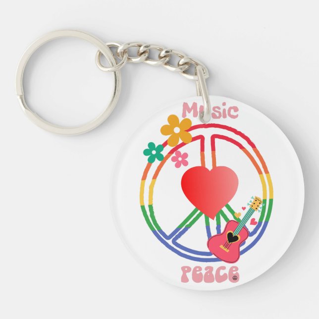 Porte-clefs Peace Love Music (Devant)
