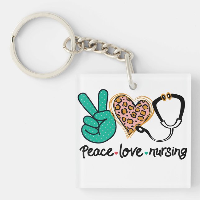 Porte-clefs Peace Love Nuring (Devant)