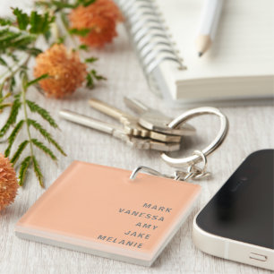 Porte-clefs Peach Family Names Monogramme Texte gris minimalis
