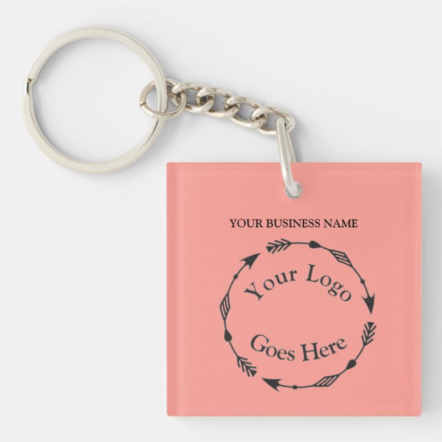 Porte-clefs Peach Pastel Coloured Logo et code QR Acrylique (Devant)