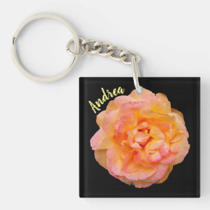 Porte-clefs Peach Rose Cutout photo avec Arrière - plan noir