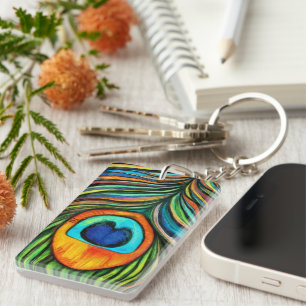 Porte-clefs Peacock Colorful Peacock Firebird Peather Peather