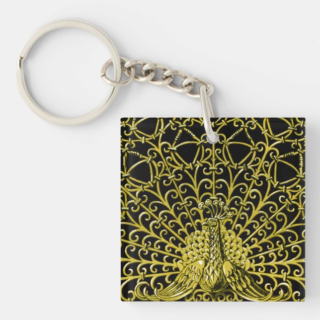 Porte-clefs Peacock Gold Art Nouveau (Devant)