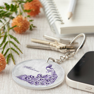 Porte-clefs Peacock violet personnalisé