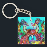 Porte-clefs PEACOCKS EN AMOUR rouge turquoise bleu vert<br><div class="desc">Design élégant et élégant. Aquarelle avec feuille d'or et d'argent en bleu aqua.rouge,  fuchsia,  vert jaune couleurs.Facile à customiser avec vos propres initiales et texte.</div>