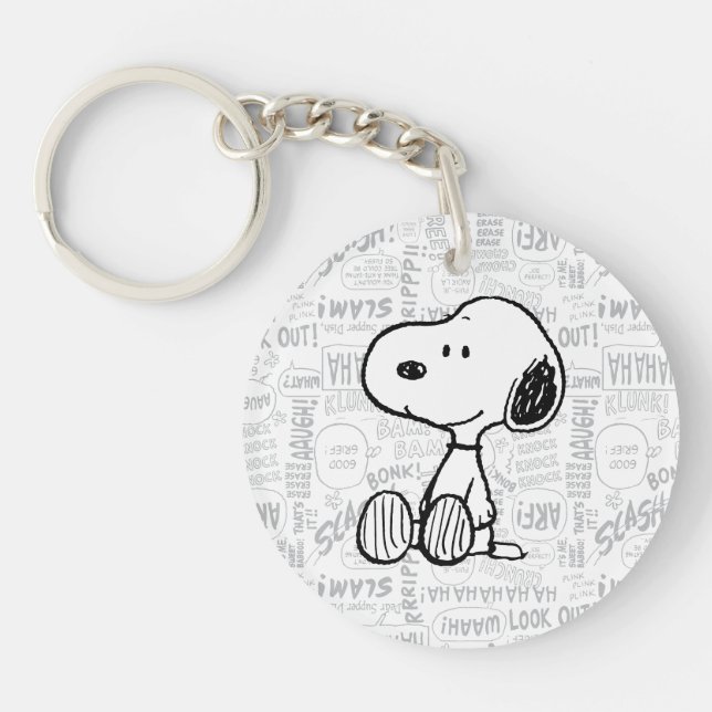 Porte-clefs PEANUTS | Snoopy on Black White Comics (Devant)