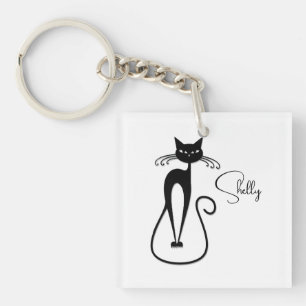 Porte-clefs Peau fantaisiste de chat noir maigre Personnel