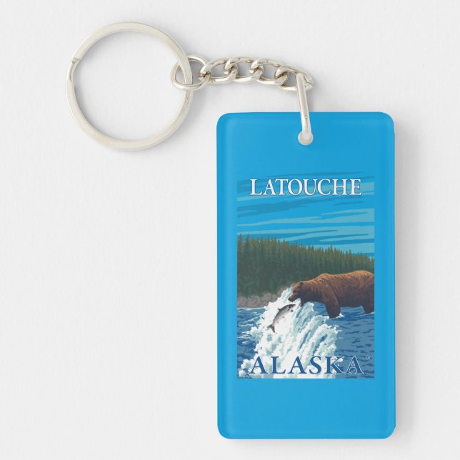 Porte-clefs Pêche d'ours en rivière - Latouche, Alaska (Devant)