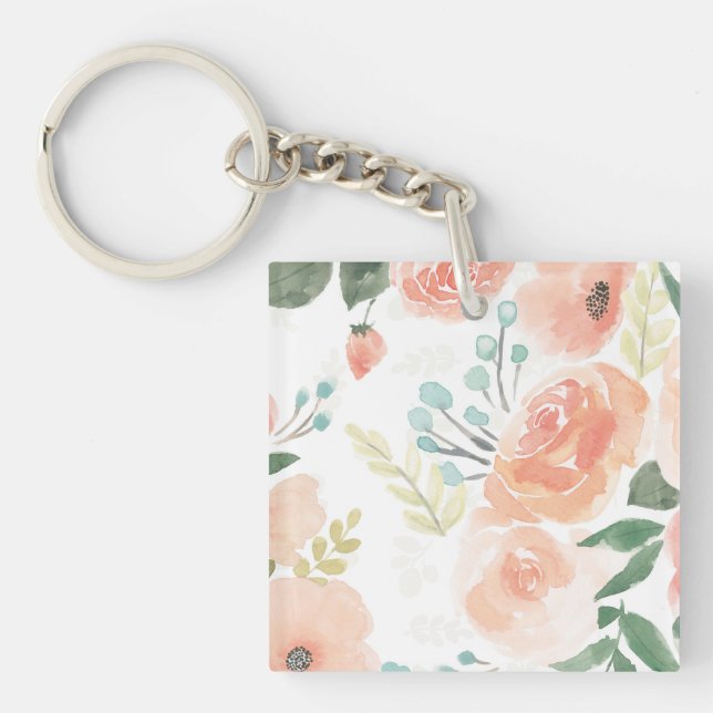 Porte-clefs Pêche en pastel de floraison du plaisir | (Devant)