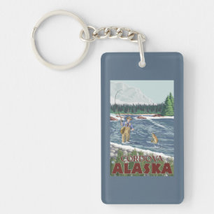 Porte-clefs Pêcheur de mouche - Cordova, Alaska