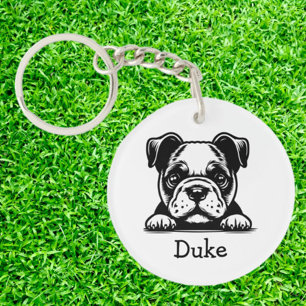 Porte-clefs Peeking Boxer Terrier Puppy Personnalisé