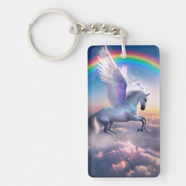 Porte-clefs Pégase avec arc-en-ciel (Devant)