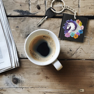 Porte-clefs Pegasus Noir Floral