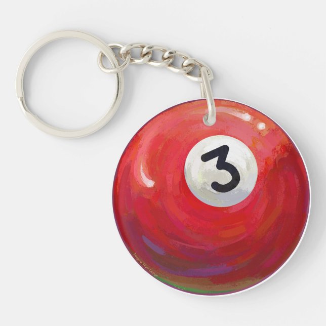 Porte-clefs Peint 3 Motif de billard (Devant)