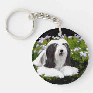 Porte-clefs Peinture à collie à poils - Joli art original de c