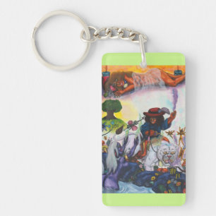 Porte-clefs Peinture à l'aquarelle Éros chevauche Aurore Lionn
