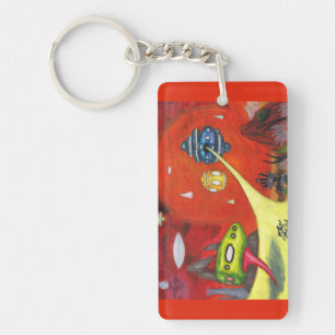 Porte-clefs Peinture à l'aquarelle Science-fiction Dimension A