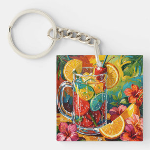 Porte-clefs Peinture à l'huile Impasto Cocktail d'été Tropical