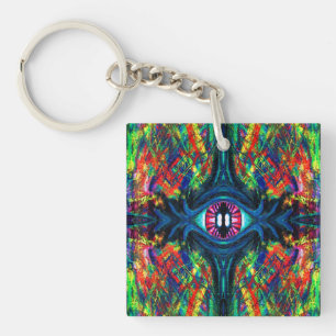 Porte-clefs Peinture à l'huile surréaliste tordue et hallucina