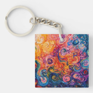 Porte-clefs Peinture à l'huile tourbillons psychédéliques
