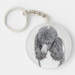 Porte-clefs Peinture à pantalon noir ordinaire de caniche - ar