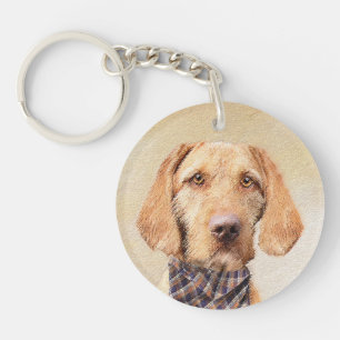 Porte-clefs Peinture à poils durs Vizsla - Jolie Art Original